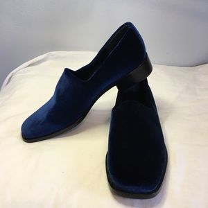 Via Spiga Blue Velvet and Leather Loafer Shoes, 6